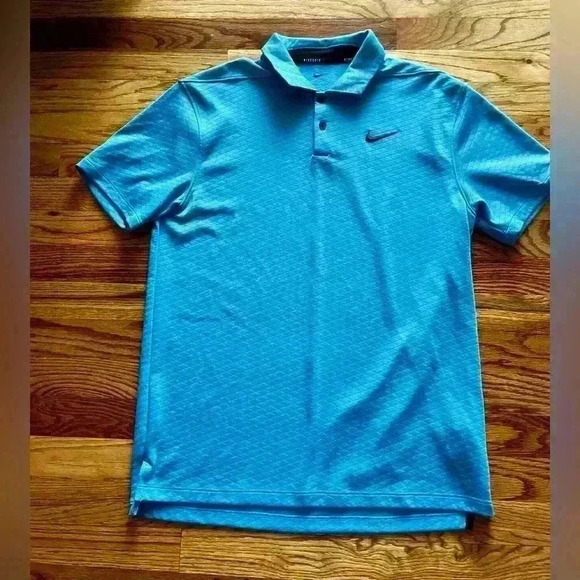 Nike Golf Polo Shirt Men's Medium Short Sleeve Dri-Fit Logo Blue - Picture 1 of 8